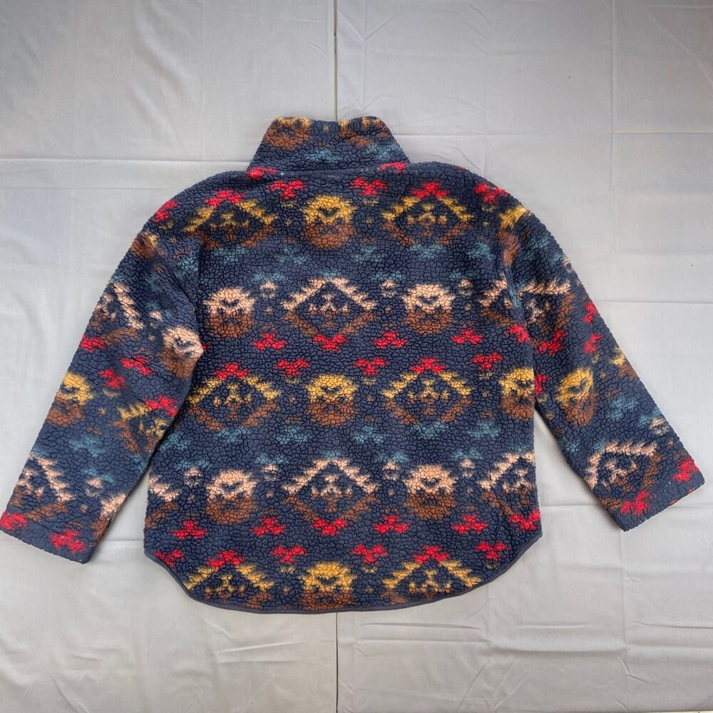 Old Navy Xl Multicolor Fleece Pullover Jacket Patterned Quarter Zip Pattern Long - Picture 5 of 7